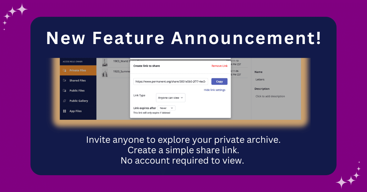 Permanent.org just release one of their most requested features, anyone with the link can view your private archive files.